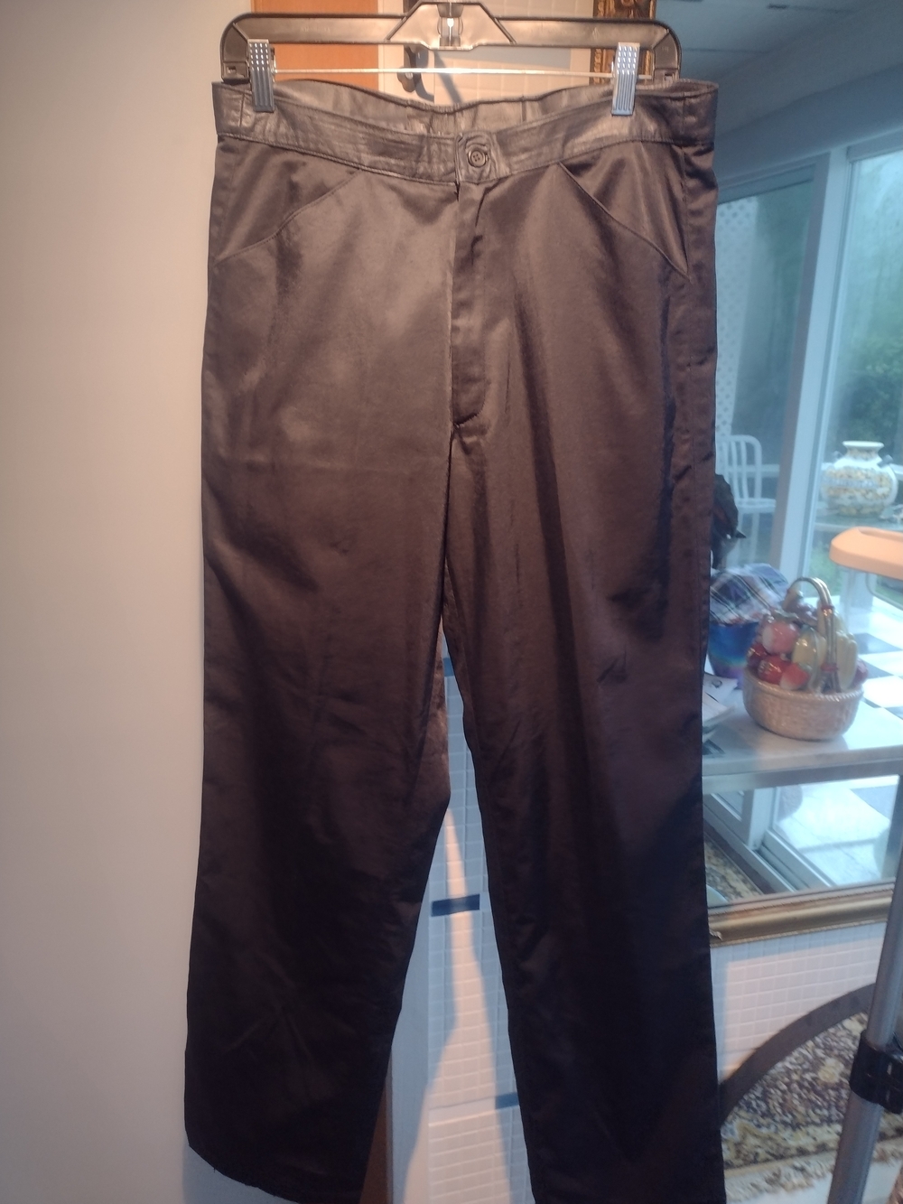 Trussardi Men's Black Dress Trousers - Leather Finish